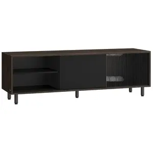 VASAGLE Meuble TV pour TV Jusqu'à 60 Pouces, Marron Cendré + Noir D'encre LTV466K02 pas cher