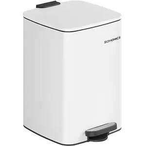 SONGMICS Poubelle de cuisine à pédale en acier, Blanc Nuage / 20 L LTB592W02 pas cher