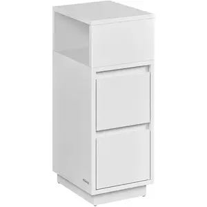 VASAGLE Table de chevet étroite avec 2 tiroirs et compartiment, Blanc Nuage / 1 LET656W01 pas cher