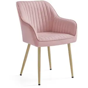 SONGMICS Chaise de salle à manger confort, Rose Bonbon + Doré Clair LDC087R01 pas cher