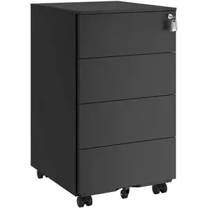 SONGMICS Caisson de bureau avec 3 tiroirs, Noir D'encre / 4 tiroirs (69,3H cm) OFC064B16 pas cher