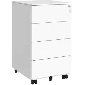 SONGMICS Caisson de bureau avec 3 tiroirs, Blanc Nuage / 4 tiroirs (69... pas cher