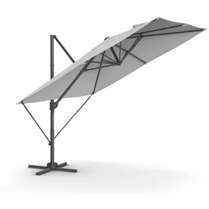 SONGMICS Parasol de Jardin Déporté 270 x 270 cm, Pivotant à 360°, Inclinaison, avec Manivelle, Base en Croix, Gris Tourterelle pas cher