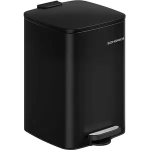 SONGMICS - Keukenprullenbak - pedaalemmer - afvalbak - 20 Liter - staal - met binnenemmer - Soft Close - zwart