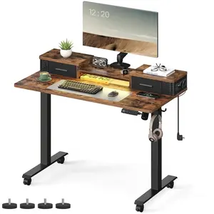 VASAGLE Bureau électrique réglable, Marron Rustique / 60 x 120 x (72-1... pas cher
