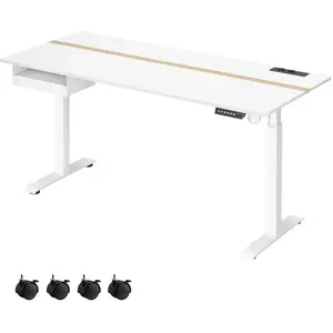 VASAGLE Bureau réglable en hauteur, Blanc / 70P x 160L cm LSD116W01 pas cher