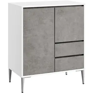 VASAGLE Buffet, 2 Compartiments avec Porte et Étagère Réglable en Hauteur, 2 Tiroirs, Moderne, 40 x 70 x 85 cm, Gris Béton pas cher