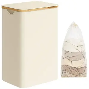 SONGMICS Wasmand met deksel, 90 l wasmand, verwijderbare waszak, Oxfor... pas cher
