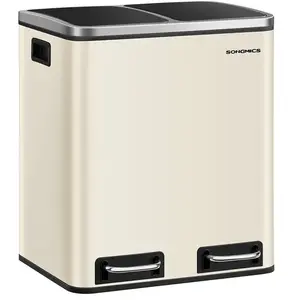 Afvalscheidingssysteem   2 compartimenten   2x15L   Zandbeige/Inktzwart