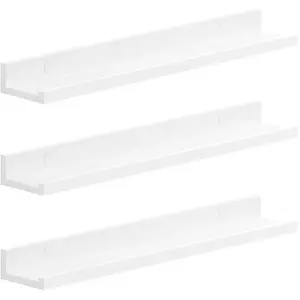 SONGMICS 3 Étagères murales flottantes, Blanc / 10 x 60 x 5/2 cm LWS061W01 pas cher
