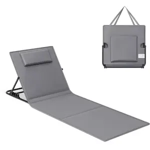 SONGMICS Strandstoel, set van 2, campingstoel, zonnestoel, strandstoel, inklapbaar, verstelbare rugleuning, gemakkelijk draagbaar met handgreep, voor camping, tuin, zwembad, leigrijs pas cher