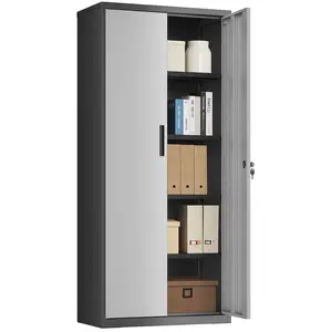 SONGMICS Meuble de rangements avec 4 étagères, Argent + Gris Mat / 80L cm OMC015S01 pas cher
