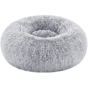 Feandrea Panier pour chien en tissu peluche, Gris Clair / L 40 x l 40 x H 15 cm PGW036G01 pas cher