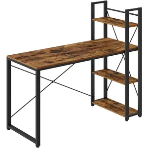 VASAGLE Bureau 120 cm industriel, Marron Rustique + Noir / 60P x 137,2L x 118,7H cm LWD049B01 pas cher
