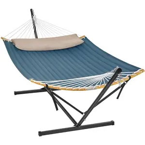 SONGMICS Hamac avec support structure noire et hamac gris GHS002Q01 pas cher