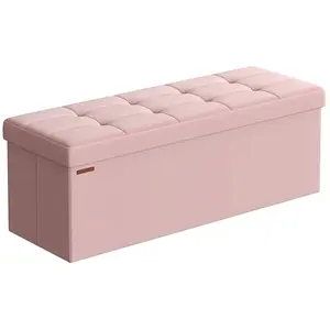 SONGMICS Banc de Rangement Pliable, Rose Bonbon / 38 x 110 x 38 cm LSF077R11 pas cher