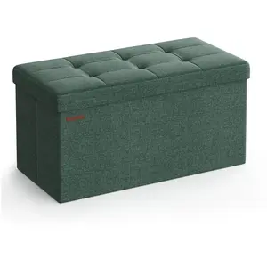 SONGMICS Banc de Rangement Pliable, Vert Rétro / 38 x 76 x 38 cm LSF047C01 pas cher