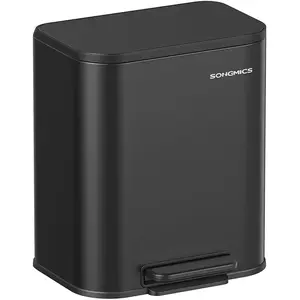 Songmics Poubelle de cuisine en acier, Noir d'Encre LTB542B02