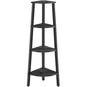VASAGLE Étagère d'angle 4 niveaux, Gris Anthracite + Noir Mat LLS034B22 pas cher