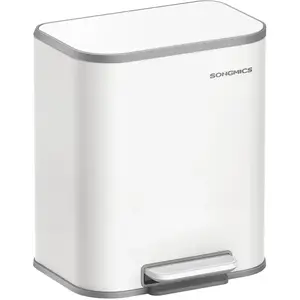 SONGMICS - Keukenprullenbak - pedaalemmer - 20 liter - met deksel - staal - softclose - met binnenemmer - wit pas cher