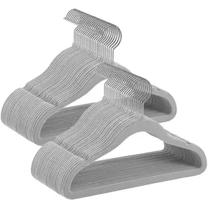 SONGMICS Cintres enfants en velours antiglisse, Gris Tourterelle / 50 CRF027G05 pas cher