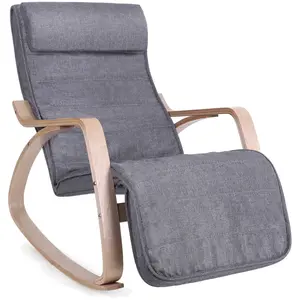 Songmics Fauteuil À Bascule Moderne Imitation Lin Gris pas cher