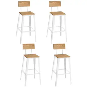VASAGLE 2 Tabourets de bar avec dosier industriel, Marron Blé + Blanc ... pas cher