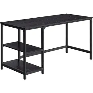 VASAGLE Bureau informatique avec 2 étagères, Noir Ébène / 140cm LWD055B02 pas cher