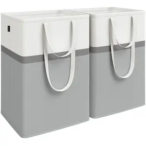 SONGMICS Wasmand set van 2, 110 l wasmand opvouwbaar, met korte en lan...
