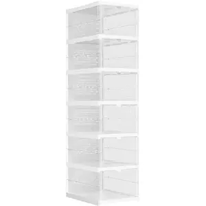 SONGMICS 18 Boîtes à chaussures 3 meubles transparent et blanc nuage LSP207W01 pas cher