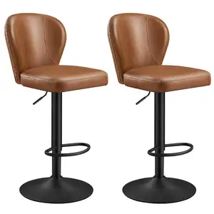 VASAGLE Collection EKHO - 2 tabourets de bar pivotant à 360° avec dossier, Marron Caramel LJB097K01 pas cher