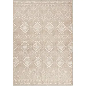 SONGMICS HOME Tapisde salon 120 x 170 cm, Antidérapant, Lavable en Machine, Style Bohème, Beige Cappuccino pas cher