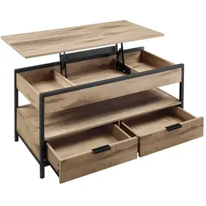 VASAGLE Table basse avec plateau relevable, Marron Camel + Noir D'encre / 100L cm LCT209K02 pas cher