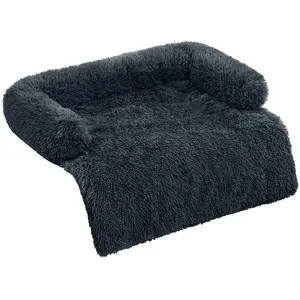 Feandrea FluffyHug Hondenbed Pluche, Hondendeken, Bankbeschermer Hond, Hondenkussen, Maat XL, voor Middelgrote en Grote Honden, 110 x 95 x 18 cm, Donkergrijs PGW223G02