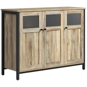 Buffet - VASAGLE - Style industriel - 3 portes - Marron turquoise et noir d'encre pas cher