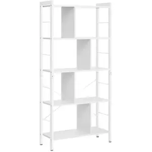 VASAGLE Bibliothèque à 5 Niveaux, Grande, Structure Métallique, Style Industriel, Blanc Érable et Blanc NuageVendu parcdiscount