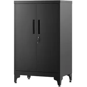 SONGMICS Caisson de Bureau, Placard Polyvalent, Armoire de Bureau à 2 Portes, Verrouillable, en Acier, pour Salon, Noir Mat OMC012B01 pas cher