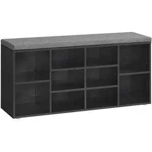VASAGLE Banc à chaussures 9 compartiments, Noir Boisé / 10 Compartiments(30P x 104L cm) LHS010B07 pas cher