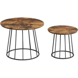 Table Basse - VASAGLE - Lot de 2 Moderne - Cadre en Acier - Marron Rustique pas cher