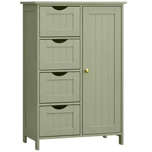 VASAGLE Meuble de Salle de Bain sur Pied,, Vert Forêt / 4 Tiroirs (30P x 55L x 82H cm) LHC041C02 pas cher