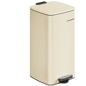 Songmics - pedaalemmer - prullenbak - vuilnisbak   30 liter   softclose - metaal   Zandbeige