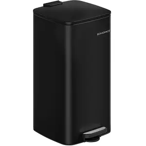Songmics Vuilnisbak   30L   Staal   Inktzwart pas cher