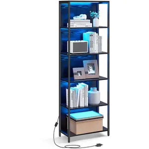 Songmics, Étagère, Bibliothèque avec éclairage LED (60 x 30.30 x 178.60 cm) pas cher