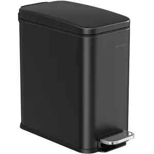 SONGMICS Poubelle de salle de bainavec pétale, Noir / 10L (38,4 x 17 x 35 cm) LTB561B10 pas cher