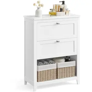 VASAGLE Badkamermeubel, opbergkast, 2 laden met 1 verstelbare scheidingswand, 2 manden, dressoir, 30 x 60 x 80 cm, wolkenwit pas cher