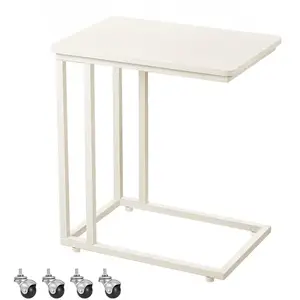 VASAGLE Table d'appoint mobile, Blanc Crème LNT050W77 pas cher