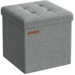 SONGMICS Banc de rangement pliable 30 cm, Gris Clair LSF028G02 pas cher
