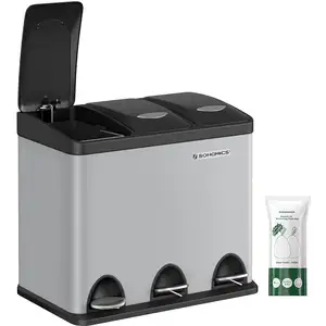 Songmics Keukenprullenbak 3x8 liter Zwart pas cher