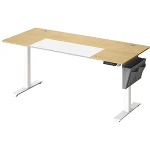 SONGMICS Bureau assis debout réglable, Jaune Pastel + Blanc Pur LSD026N01 pas cher