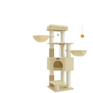 Feandrea Arbre à chat grand et stable, Beige Sable + Beige PCT003Y01 pas cher